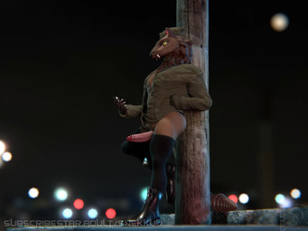 against_surface anthro athletic balls boots bottomless bottomless_male brown_body casual_erection casual_exposure clothed clothing electronics erection exhibitionism fangs footwear genitals glans humanoid_genitalia humanoid_penis legwear looking_at_object looking_at_phone male muscular muscular_male night outside penis phone pink_glans pink_penis public public_exposure shoes solo standing teeth text thigh_highs snekkuu chocoscorner_(modeler) fallout microsoft skele_(skelebot) night_stalker_(fallout) 2023 3d_(artwork) 3d_animation 4:3 animated digital_media_(artwork) high_framerate loop no_sound short_playtime url video