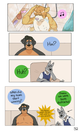 anthro bathing black_body black_fur black_hair blonde_hair brown_body brown_fur buttplug chair clothed clothed_anthro clothed_male clothing dialogue dipstick_tail fully_clothed fully_clothed_anthro fully_clothed_male fur furniture grey_body grey_fur group hair male male_anthro markings musical_note musical_symbol nipples nude nude_anthro nude_male pink_buttplug plug_(sex_toy) sex_toy showering sitting smile sofa symbol tail tail_markings tan_body tan_fur text topless topless_anthro topless_male trio water whistling p_rindustries chuck_(p_rindustries) fred_(p_rindustries) will_(p_rindustries) canid canine canis dobermann domestic_cat domestic_dog felid feline felis mackerel_tabby mammal pinscher tabby_cat wolf 3:5 comic english_text hi_res multiple_scenes