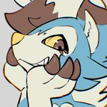 ambiguous_gender anthro blue_body blue_fur brown_claws claws fur grin smile solo bloowolfy nintendo pokemon aries_(bloowolfy) canid canine generation_7_pokemon lycanroc mammal midnight_lycanroc pokemon_(species) shiny_pokemon 1:1 bust_portrait hi_res icon portrait