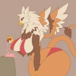 1:1 2019 anthro avian beak big_breasts big_butt breasts butt clothed clothing curvy_figure digital_media_(artwork) feathered_wings feathers female fur gryphon hi_res holding_object holding_pokeball huge_breasts huge_butt mammal mostly_nude mythological_avian mythological_creature mythology neck_tuft nintendo pokeball pokemon sepiruth simple_background solo standard_pokeball standing tail tail_tuft thick_thighs tuft voluptuous wide_hips wings yellow_eyes