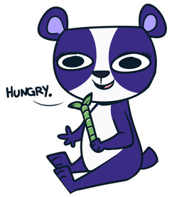 bamboo belly black_nose female feral fur holding_bamboo purple_body purple_fur purple_inner_ear sitting solo white_belly higglytownhero hasbro littlest_pet_shop littlest_pet_shop_(2012) penny_ling bear giant_panda mammal 2017
