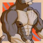 abs anthro big_arms big_chest deltoids male muscular muscular_anthro muscular_male nipples nude pecs scar solo tail rolenzoart felid feline mammal 1:1