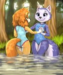2021 5:6 absurd_res anthro anthrofied blue_eyes breasts butt canid canine canis clothing cockapoo diacordst domestic_dog duo everest_(paw_patrol) eyes_closed female frilly frilly_clothing hi_res husky mammal mixed_breed nordic_sled_dog one-piece_swimsuit paw_patrol siberian_husky skye_(paw_patrol) small_breasts spitz sport_swimsuit swimwear young young_anthro