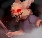 anthro blood bodily_fluids canid canine canis digital_media_(artwork) domestic_dog group hi_res holding_object holding_sword holding_weapon male mammal melee_weapon open_mouth red_eyes reysi shaded sword teeth tongue undead weapon zombie