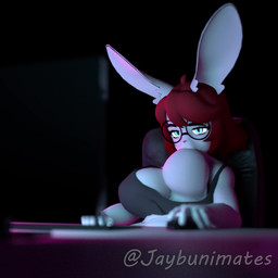 anthro blue_eyes breast_play breast_suck breastfeeding breasts casual_clothing clothed clothing eyewear female female_anthro fur glasses hair pose raised_clothing red_hair round_glasses self_suckle slosh sloshing_breasts solo sound_effects sucking white_body white_fur jaybunimates titty_sucking_method lagomorph leporid mammal rabbit 1:1 3d_(artwork) 3d_animation animated digital_media_(artwork) hi_res short_playtime sound webm