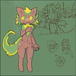 1:1 absurd_res anthro brown_body demon3sigma elemental_creature female flora_fauna fur green_background green_body green_eyes green_fur group hi_res male monster plant silenced_(video_game) simple_background sketch treant tree wood