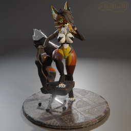 anthro big_breasts big_ears breasts chest_harness female harness lace nude nude_anthro nude_female piercing smile solo sticker stickers_on_genitals tattoo blacklya blacklya_(modeler) ariya_hestia canid canine fox mammal 1:1 3d_(artwork) 3d_animation animated digital_media_(artwork) hi_res high_framerate no_sound short_playtime turntable_(animation) video