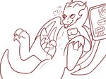 anthro dick_pic electronics male masturbation phone solo tail text synthet1c mythology gargalos_(synthet1c) dragon mythological_creature mythological_scalie scalie 4:3 hi_res