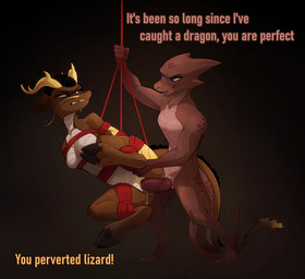 anthro arms_tied bdsm bodily_fluids bondage bound captured cloven_hooves dewclaw_hooves duo erection female female_penetrated forced genital_fluids genitals hooves legs_tied male male/female male_penetrating male_penetrating_female penetration penile penile_penetration penis rape restraints rope rope_bondage sex tail tapering_tail text underhoof unguligrade vaginal vaginal_fluids vaginal_penetration vulva conditional_dnp shido-tara mythology erica_(vhsdragoness) dragon eastern_dragon kobold mythological_creature mythological_scalie scalie english_text hi_res