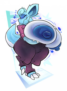 anthro belly big_breasts blue_body breasts claws clothing female huge_breasts hyper hyper_breasts nipples purple_clothing purple_eyes solo arfventurer nintendo pokemon generation_1_pokemon nidorina pokemon_(species) 2025 hi_res