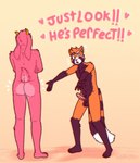 anthro blush butt dialogue duo erection fur genitals hair heart_symbol humor male male/male multicolored_body multicolored_fur nude penis romantic romantic_couple simple_background text solarlewds lilian_(solarlewds) mars_(solarlewds) ailurid bovid caprine goat mammal red_panda digital_media_(artwork) english_text hi_res meme