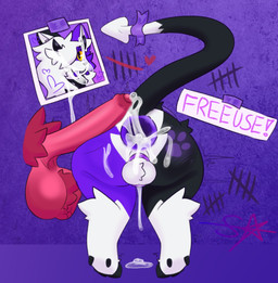 accessory after_anal after_sex all_fours anthro anus ball_size_difference ball_tuft balls black_horn black_nose bodily_fluids butt chastity_cage chastity_device claws crotch_tuft cum cum_drip cum_in_ass cum_inside cum_on_balls cum_on_butt cum_on_perineum cum_on_picture dipstick_tail disembodied_penis dripping duo flat_chastity_cage footprint foreskin free_use gaping gaping_anus genital_fluids genitals hair hair_over_eye heart_symbol heterochromatic_ears horn humanoid_genitalia humanoid_penis jewelry looking_at_viewer male male/male markings narrowed_eyebrows open_mouth partially_retracted_foreskin pawprint penis penis_accessory penis_jewelry penis_on_butt perineum raised_tail tail tail_markings tally_marks thigh_high_marking through_wall toe_claws tongue tongue_out tuft white_hair sourangel domestic_cat felid feline felis mammal alternate_version_at_source hi_res