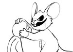 ambiguous_gender anthro bodily_fluids drooling duo holding_face male male/ambiguous saliva misoden_(artist) mob_entertainment poppy_playtime touille_(poppy_playtime) mammal mouse murid murine rat rodent hi_res monochrome