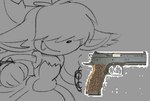 anthro gun ranged_weapon solo weapon durg_(artist) mythology sega sonic_the_hedgehog_(series) chiko_(durg) dragon felid feline hybrid mammal mythological_creature mythological_scalie scalie low_res