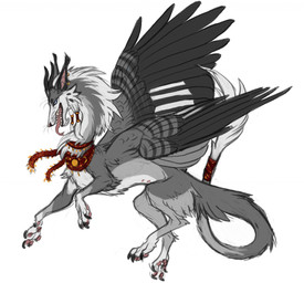 ambiguous_feral ambiguous_gender belly_nipples black_claws black_horn black_wings blue_eyes cheek_tuft claws ear_piercing ear_ring facial_tuft feathered_wings feathers feral fur grey_body grey_fur grey_wings horn long_neck looking_at_viewer neck_tuft nipples open_mouth pawpads piercing red_nipples red_pawpads red_tongue ring_piercing side_view simple_background solo tail tail_tuft tongue tongue_out tuft white_background white_body white_fur wings heatherwolf mythology dragon furred_dragon furred_scalie mythological_creature mythological_scalie scalie