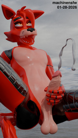 anthro balls black_nose bodily_fluids cum cum_from_penis cum_launch cum_string cumshot ejaculation floating genital_fluids genitals humanoid_genitalia humanoid_penis jerked_silly looking_pleasured machine male masturbation metallic_body orange_eyes orgasm orgasm_face overstimulation penis red_body sky smile solo teeth throbbing throbbing_penis tongue tongue_out machinensfw disembowell_(modeler) red-eye_(modeler) five_nights_at_freddy's scottgames foxy_(fnaf) animatronic canid canine fox mammal robot 3d_(artwork) 9:16 blender_(artwork) blender_cycles_(artwork) digital_media_(artwork) hi_res
