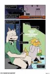alphys asriel_dreemurr balls being_watched blush boss_monster_(undertale) bottomwear bottomwear_down bovid caprine clothed clothing comic dialogue duo english_text foreskin genitals hi_res horn lizard looking_at_another male mammal masturbation pants pants_down partially_clothed penile penile_masturbation penis reptile scalie sound_effects t0l0k text undertale undertale_(series) url