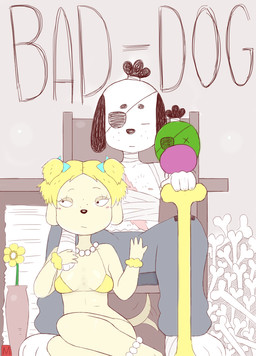 ambiguous_gender anthro bandage between_legs bikini bikini_top blonde_hair bone clothed clothing desk eye_patch eyes_closed eyewear female floppy_ears flower fur furniture gem group hair jewelry male necklace paper paperwork partially_clothed pearl_(gem) pearl_necklace pigtails pile_of_bones plant plant_pot scar side_eye sleeping swimwear table trio two-piece_swimsuit under_table white_body white_fur yellow_body yellow_fur y0dare canid canine canis dalmatian domestic_cat domestic_dog felid feline felis gastropod mammal mollusk poodle slug comic cover hi_res
