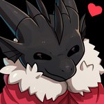 bedding black_body black_scales blanket cozy emote eyes_closed happy heart_symbol horn red_blanket scales simple_background smile transparent_background blitzdrachin conditional_dnp mythology dragon mythological_creature mythological_scalie scalie 1:1 2023 alpha_channel low_res