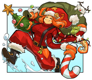bag bell belt bottomwear button_(fastener) candy candy_cane christmas_clothing christmas_decorations christmas_headwear christmas_lights christmas_tree claws clothed clothing costume dessert eyes_closed fake_antlers fake_horns female food fur gift hair hat headgear headwear holding_object holidays jingle_bell multi_arm multi_limb orange_body orange_hair orange_skin orange_tentacles ornament pants plant pseudo_hair sack santa_costume santa_hat smile snow solo suspenders sweater tentacle_hair tentacles topwear tree turtleneck white_body white_fur ceehaz christmas hama_(ceehaz) michael_(ceehaz) animal_humanoid aquatic aquatic_humanoid cephalopod cephalopod_humanoid humanoid mollusk mollusk_humanoid octopus_humanoid 2020 absurd_res hi_res