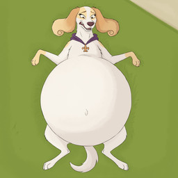 abdominal_bulge accessory ambiguous_gender ambiguous_prey belly bloated female female_pred feral navel oral_vore soft_vore solo vore ashantihyena belfort_and_lupin diane_(belfort_and_lupin) canid canine mammal 1:1 absurd_res hi_res