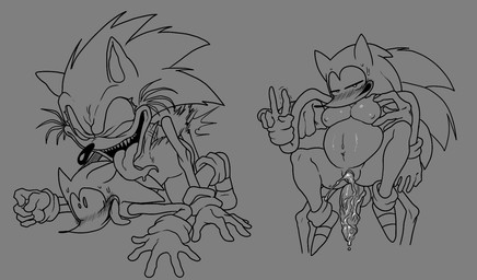 after_sex after_vaginal ahegao all_fours anthro balls belly big_belly big_breasts blush bodily_fluids breasts butt cum cum_drip cum_dripping_from_penis cum_in_vagina cum_inflation cum_inside doggystyle dominant dominant_male dripping duo erection female female_anthro female_penetrated from_behind_position fucked_silly genital_fluids genitals gesture hand_gesture inflation looking_pleasured male male/female male_anthro male_penetrating male_penetrating_female mind_break nipples noodle_arms nude open_mouth penetration penile penis pregnant pregnant_anthro pregnant_female rough_sex sex simple_background smile spread_legs spreading submissive submissive_female sweat tail teeth tongue tongue_out v_sign vaginal vaginal_penetration vulva voideyedpanda creepypasta needlem0use_(analogue_horror) sega sonic.exe_(creepypasta) sonic_the_hedgehog_(series) lord_x lord_x_(sonic_exe) needlemouse_(character) sarah_(needlemouse) sonic.exe sonic_the_hedgehog eulipotyphlan hedgehog mammal line_art monochrome