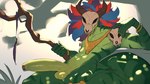 anthro athletic athletic_anthro athletic_male big_penis big_tail bone erection foreskin genitals green_body green_scales holding_object holding_staff horn huge_penis humanoid_genitalia humanoid_penis long_penis male mask mostly_nude_male penis reclining scales skull skull_mask solo staff tail thick_tail meatshaq terraria witch_doctor_(terraria) lihzahrd lizard reptile scalie 16:9 4k absurd_res hi_res widescreen