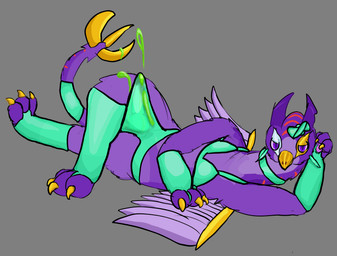 anthro arm_warmers armwear beak belly bodily_fluids bow_tie bra claws clothed clothing collar colored_cum countershade_belly countershade_neck countershading cum cum_on_clothing cum_on_leg cum_on_own_clothing cum_on_own_leg cum_on_own_tail cum_on_panties cum_on_self cum_on_tail cum_on_underwear feathers fur genital_fluids genitals gold_eyeshadow green_bra green_clothing green_collar green_cum green_panties green_underwear knot knotted_penis leg_warmers legwear lingerie looking_at_viewer lying male on_back panties penis purple_body purple_eyes purple_feathers purple_fur red_stripes silver_eyeshadow solo stripes tail tail_claws teal_bra teal_clothing teal_collar teal_panties teal_underwear translucent translucent_clothing underwear unusual_bodily_fluids unusual_cum unusual_genital_fluids wings ichlamogeneralhukari mythology kestrel_(ichlamogeneralhukari) avian gryphon mythological_avian mythological_creature