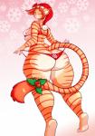 anthro barefoot big_breasts big_butt biped breasts butt christmas_clothing christmas_headwear clothed clothing curvy_figure feet female green_eyes hair hat headgear headwear holidays holly_(plant) nude orange_hair plant santa_hat short_hair side_boob solo stripes thick_thighs toes voluptuous wide_hips jaeh christmas loree domestic_cat felid feline felis mammal 2017 absurd_res digital_media_(artwork) hi_res