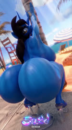 anthro anthrofied ass_clapping ball beach_ball beach_chair beach_umbrella big_breasts big_butt black_hair blue_body breasts brown_eyes butt clothing crouching exhibitionism female footwear footwear_only hair high_heels horn huge_butt inflatable lifeguard_tower looking_at_viewer looking_back looking_back_at_viewer mostly_nude nude nude_beach nude_female palm_tree parasol plant plantigrade platform_footwear platform_heels presenting presenting_hindquarters public public_nudity shoes shoes_only side_boob solo thick_thighs tree twerking wide_hips conditional_dnp snuddy sound_warning hasbro my_little_pony mythology fan_character klodette equid equine horse mammal mythological_creature mythological_equine pony unicorn 3d_(artwork) 3d_animation absurd_res animated blender_(artwork) digital_media_(artwork) hi_res short_playtime sound webm