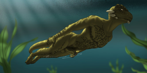 anthro balls bodily_fluids clothing erection foreskin genital_fluids genital_piercing genitals green_body green_scales humanoid_genitalia humanoid_penis male nude penis penis_piercing piercing precum scales seaweed skinny_dipping smile solo swimming tail underwater water archshen bethesda_game_studios microsoft skyrim the_elder_scrolls xbox_game_studios shen_(archshen) argonian scalie digital_media_(artwork) hi_res