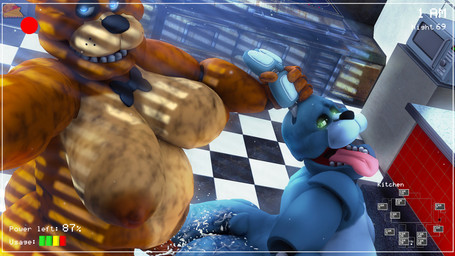 anal anthro appliance big_butt big_moobs big_nipples blue_body blue_eyes bodily_fluids bow_tie bow_tie_only brown_body butt checkered checkered_floor cum darkened_areola darkened_nipples duo ear_pull genital_fluids glowing glowing_eyes green_eyes huge_butt kitchen kitchen_appliance light logo looking_at_viewer looking_pleasured machine male male/male microwave_oven moobs mostly_nude nipples nude orgasm orgasm_face overweight punishment_sex recording recording_sex security_footage sunlight tail thick_arms thick_thighs tongue tongue_out wide_hips window_light moonwulf snips456fur_(modeler) five_nights_at_freddy's scottgames bonnie_(fnaf) freddy_(fnaf) animatronic bear lagomorph leporid mammal rabbit robot 16:9 2025 3d_(artwork) artist_logo digital_media_(artwork) hi_res source_filmmaker_(artwork) widescreen