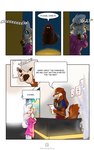 anthro apricus_(tfp) blue_eyes bovid brown_body brown_fur canid canine canis caprine cloven_hooves comic dialogue english_text female fur hair hi_res hooves lauren_(tfp) male mammal neck_tuft sheep tail tassy_(artist) text the_fangs_palace tuft url white_hair white_tail wolf