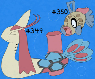 ambiguous_gender feral group male number number_sign open_mouth sex tail tail_around_penis tail_fetish tail_play tail_sex tailjob text secretsableye nintendo pokemon aquatic feebas fish generation_3_pokemon milotic pokemon_(species) digital_media_(artwork) english_text hi_res
