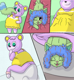 anal anal_vore anthro anus butt clothing dress duo female female/female full_tour genitals oral_vore pooping potty potty_training pushing safe_vore tad334_(furaffinity) toilet vore vulva animal_crossing beatcats nintendo sanrio sega_fave megan_(animal_crossing) comic hi_res