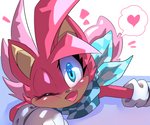 ambiguous_gender anthro blush clothing cute_fangs fangs gloves handwear heart_symbol scarf solo teeth young young_anthro white_crest_(artist) sega sonic_the_hedgehog_(series) fan_character matt_the_hedgehog eulipotyphlan hedgehog mammal 6:5 hi_res