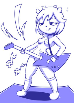 anthro biped breasts clock clothing electric_guitar female footwear guitar hair half-closed_eyes legwear mostly_nude musical_instrument narrowed_eyes navel nipples playing_guitar playing_music plucked_string_instrument pose shoes short short_hair simple_background socks solo standing string_instrument tongue tongue_out watch white_background disfigure parappa_the_rapper sony_corporation sony_interactive_entertainment um_jammer_lammy lammy_lamb bovid caprine mammal sheep 2017 digital_media_(artwork)