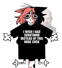 anthro black_clothing black_hair black_shirt black_topwear bodily_fluids breasts clothed clothed_anthro clothed_female clothing female female_anthro front_view fur hair humor multicolored_body multicolored_fur multicolored_hair orange_body orange_fur orange_hair round_eyes shirt simple_background solo tail tears text text_on_clothing text_on_shirt text_on_topwear topwear two_tone_hair white_background white_body white_fur white_text xarop77 breaking_bad koi_(xarop77) walter_white calico_cat domestic_cat felid feline felis mammal 2025 digital_drawing_(artwork) digital_media_(artwork) full-length_portrait portrait