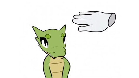 5_fingers anthro close-up disembodied_hand duo female fingers green_body headpat humor patting petting screencap simple_background white_background ncs sound_warning kobold_garden kobold scalie 16:9 2020 2d_animation animated short_playtime signature sound video widescreen