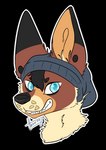 anthro beanie clothing flesh_tunnel fur grin hair hat headgear headwear male smile snarky solo hazed cy_(fodderbonez) canid canine mammal maned_wolf alpha_channel headshot_portrait portrait