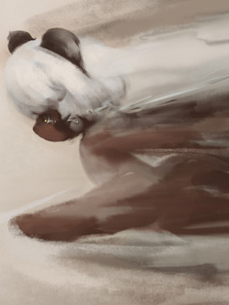 anthro bangs bodily_fluids brown_body brown_ears brown_eyelashes brown_fur brown_nose brown_pupils brown_tail crying eyelashes female fur hair kemono looking_forward mouthless nude pupils round_ears running short_hair side_view solo tail tears white_hair yellow_eyes hasukii weasel_(character) mammal mustelid musteline true_musteline weasel 3:4