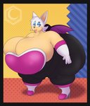 anthro big_breasts big_butt black_border border breasts butt female huge_breasts huge_butt hyper hyper_breasts hyper_butt obese obese_anthro obese_female overweight overweight_anthro overweight_female solo crescent-blue-zero sega sonic_the_hedgehog_(series) rouge_the_bat bat mammal hi_res