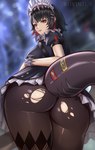 biped breasts butt clothed clothing eyelashes female hair looking_at_viewer looking_back maid_uniform pupils solo thick_thighs uniform rovintus mihoyo zenless_zone_zero ellen_joe_(zzz) humanoid hi_res