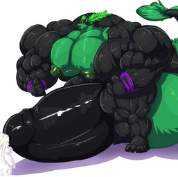 anthro balls big_balls big_muscles big_pecs big_penis black_penis bodily_fluids countershading cum ejaculation erection flexing genital_fluids genitals green_balls green_body green_countershading green_nipples growth huge_balls huge_muscles huge_pecs huge_penis hyper hyper_balls hyper_genitalia hyper_muscles hyper_pecs hyper_penis male muscle_growth muscular muscular_anthro muscular_male nipples open_mouth pecs penis plantigrade saliva simple_background solo standing tail thick_penis tongue tongue_out white_background bobert mythology thomas_green canid canine dragon fox hybrid mammal mythological_creature mythological_scalie scalie 2019 hi_res