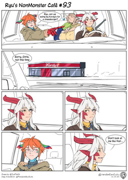 annoyed big_breasts breasts car_interior cleavage clothed clothing driving female group hair half-closed_eyes horn huge_breasts monster_girl_(genre) narrowed_eyes open_mouth orange_eyes orange_hair pointy_ears pupils red_ears red_hands red_horn restaurant safety_belt sleeping slit_pupils smile text white_hair yellow_eyes randomtanstudio mythology ryu's_non_monster_cafe chris_(randomtanstudio) loo_(randomtanstudio) molly_(randomtanstudio) ryu_(randomtanstudio) animal_humanoid aquatic aquatic_humanoid arthropod arthropod_humanoid bovid bovid_humanoid bovine bovine_humanoid cattle_humanoid crustacean crustacean_humanoid dragon dragon_humanoid gastropod gastropod_humanoid humanoid mammal mammal_humanoid mollusk mollusk_humanoid mythological_creature mythological_scalie scalie shrimp shrimp_humanoid slug_humanoid comic english_text hi_res