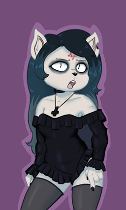 alternative_fashion anthro black_clothing choker clothing cross cross_necklace eyeliner female fur goth hair inner_ear_fluff inverted_cross jewelry legwear looking_at_viewer makeup multicolored_hair necklace notched_ear open_mouth outline pointy_ears prick_ears pupils purple_background simple_background slit_pupils solo standing stockings teeth thigh_highs tuft two_tone_hair white_body white_fur stupidgnoll cartoon_hangover the_summoning claire_(the_summoning) domestic_cat felid feline felis mammal 2022 digital_media_(artwork) digital_painting_(artwork) hi_res painting_(artwork)