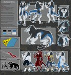 4_fingers 4_toes angry anthro armor black_clothing blue_body blue_claws blue_clothing blue_eyes blue_fur blue_mane blue_pawpads blue_tail blue_tongue casual_clothing claws clothing coat eyes_closed feet feral fingers fur gas_mask grey_body grey_fur grey_mane grey_tail happy lab_coat looking_at_viewer male mane mask measurements melee_weapon multicolored_body multicolored_clothing multicolored_fur multicolored_mane multicolored_tail open_mouth pawpads polearm pupils red_armor red_clothing simple_background slit_pupils solo spear syringe_spear tail tail_tuft text toes tongue topwear tuft two_tone_mane weapon white_body white_clothing white_fur white_tail yellow_clothing omez vilous eran_morkon sergal 2022 absurd_res english_text flat_colors hi_res model_sheet