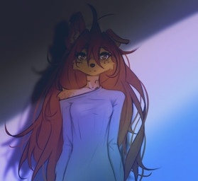 anthro biped breasts clothed clothed_anthro clothed_female clothing female front_view fur hair looking_at_viewer solo standing tattoo tinygaypirate apogee_(tinygaypirate) canid canine canis domestic_dog mammal 2026 digital_drawing_(artwork) digital_media_(artwork) hi_res