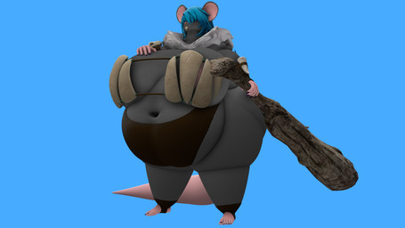 anthro big_breasts black_bottomwear black_clothing bottomwear breasts cleavage clothed clothing club_(weapon) female huge_breasts melee_weapon navel overweight simple_background solo thick_thighs topwear weapon wide_hips queenofthekabuto mammal murid murine rat rodent 16:9 3d_(artwork) digital_media_(artwork) source_filmmaker_(artwork) widescreen