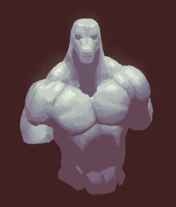 anthro brown_background front_view looking_at_viewer male mouth_closed muscular muscular_anthro muscular_male nude nude_anthro nude_male pecs simple_background snout solo thick_neck kingarthur_i ambiguous_species 2022 digital_drawing_(artwork) digital_media_(artwork) half-length_portrait hi_res portrait